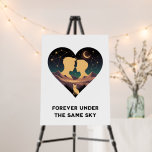 Cosmic Love Story Heart with Lovers and Fox Art Foam Board