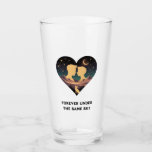 Cosmic Love Story Heart with Lovers and Fox Art Glass