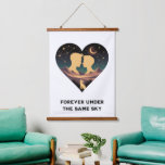 Cosmic Love Story Heart with Lovers and Fox Art Hanging Tapestry