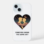 Cosmic Love Story Heart with Lovers and Fox Art iPhone 15 Case