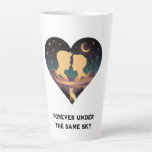 Cosmic Love Story Heart with Lovers and Fox Art Latte Mug