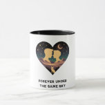 Cosmic Love Story Heart with Lovers and Fox Art Mug
