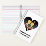 Cosmic Love Story Heart with Lovers and Fox Art Notebook