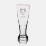 Cosmic Love Story Heart with Lovers and Fox Art Pilsner Glass