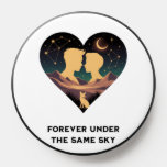 Cosmic Love Story Heart with Lovers and Fox Art PopSocket