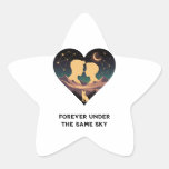 Cosmic Love Story Heart with Lovers and Fox Art Star Sticker