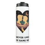 Cosmic Love Story Heart with Lovers and Fox Art Thermal Tumbler