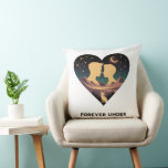 Cosmic Love Story Heart with Lovers and Fox Art Throw Pillow