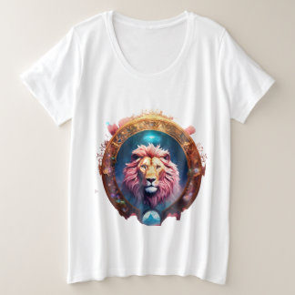 Cosmic Majesty: Geometric Lion T-Shirt Designs