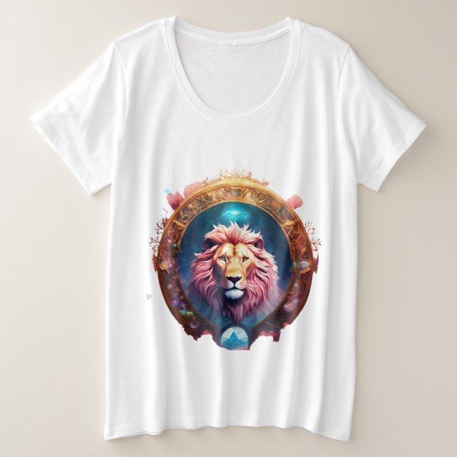 Cosmic Majesty: Geometric Lion T-Shirt Designs (Design Front)
