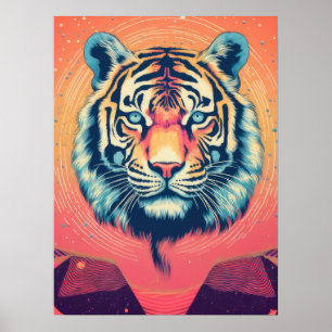 Cosmic Majesty: The Radiant Tiger Poster