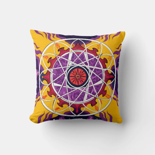 Cosmic Mandala Throw Pillow (Front)