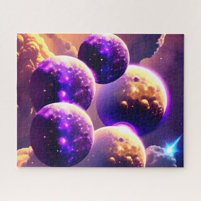 Cosmic Many Purple Moons in the Cloudy Universe Jigsaw Puzzle (Horizontal)
