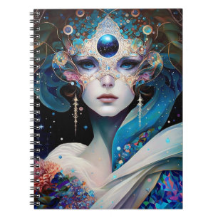 Cosmic Masked Goddess Queen Fantasy Art Notebook