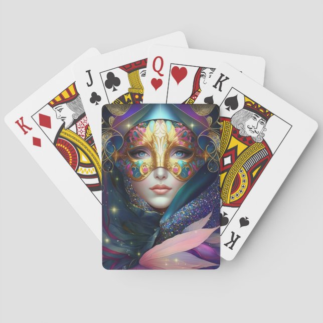 Cosmic Masked Goddess Queen Fantasy Art Playing Ca Poker Cards (Back)