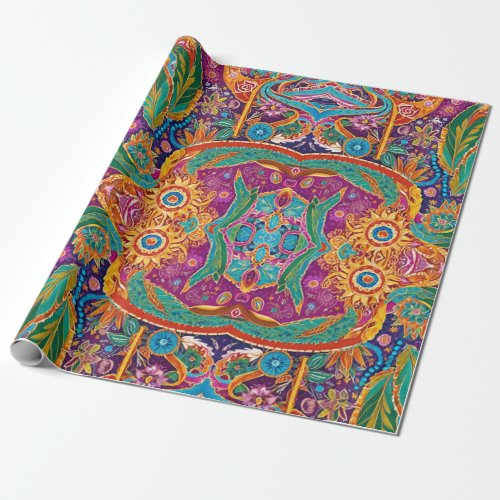 Cosmic Mayan Mexican Paisley Parade Wrapping Paper
