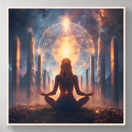 Cosmic Meditation Crystal Gateway Wood Photo Tile