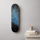 *~*  Cosmic Midnight Sky Pastel Boho Feather  Skateboard<br><div class="desc">* Energetically Enhanced Magical Mystical Cosmic Celestial Bohemian Gypsy Rustic stunningly beautiful dark Midnight Navy Blue Watercolor sky background and sparkling celestial cosmic feather design. The magic vibe feather is very light and whispy. * Customize / Personalize with your INITIALS / MONOGRAM or NAME. Use the designer too to play...</div>