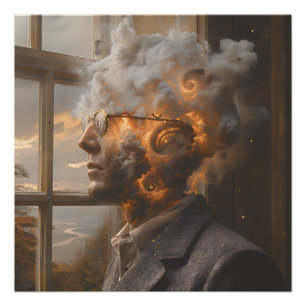 Cosmic Mind Dissolving Head Portrait Poster