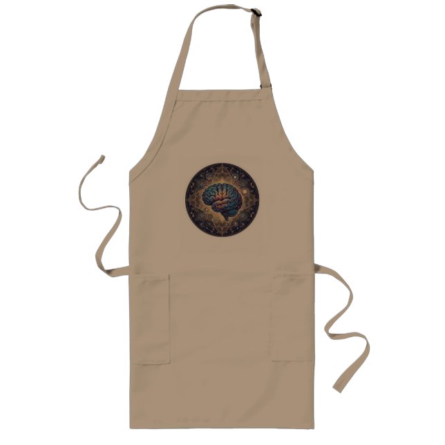 Cosmic Mind Mandala – Abstract Brain Art Long Apron (Front)