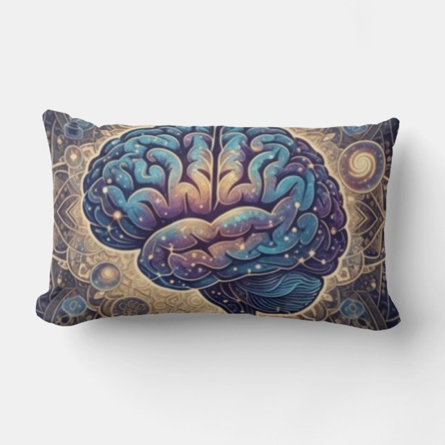 Cosmic Mind Mandala – Abstract Brain Art Lumbar Pillow (Front)