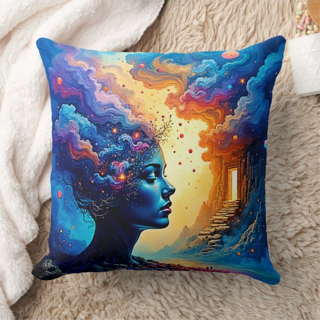 Cosmic Mindscape Art Throw Pillow (Blanket)