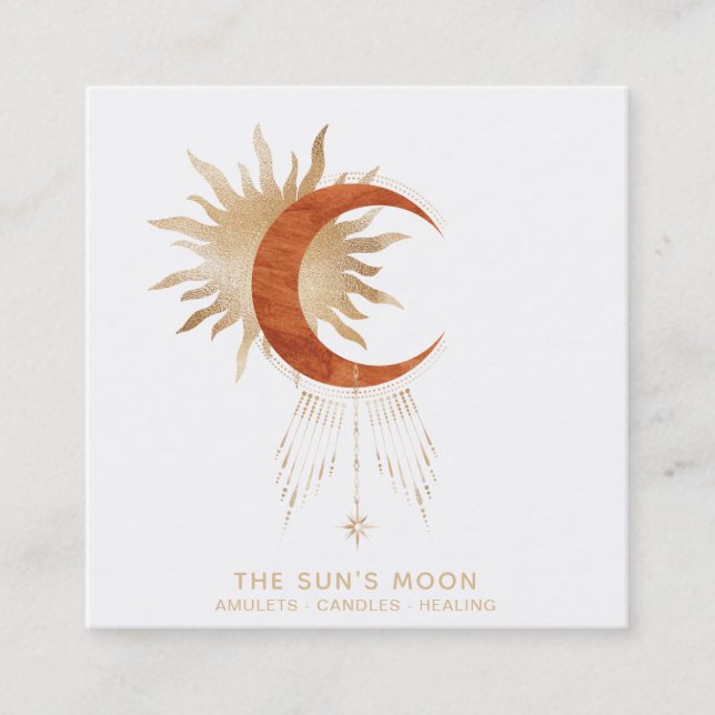 *~* Cosmic  Moon Beams Sun  Rays Stars Universe Square Business Card (Front)