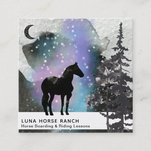  Cosmic Moon Horse Ranch Rainbow Stars Shaman Square Business Card