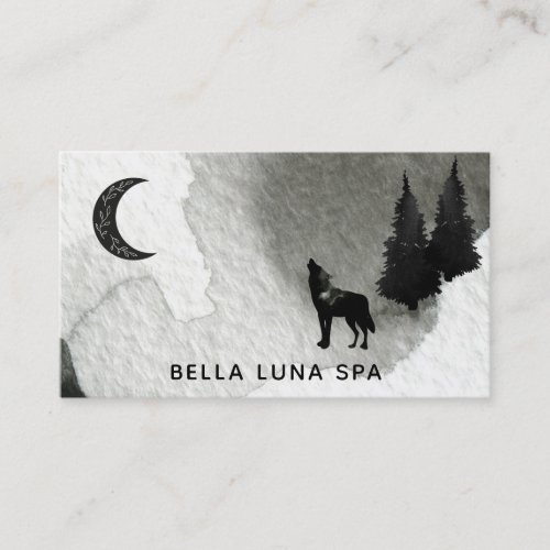  Cosmic Moon Howling Wolf Lunar Pine Trees Business Card