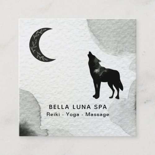  Cosmic Moon Howling Wolf Lunar Shaman Square Business Card