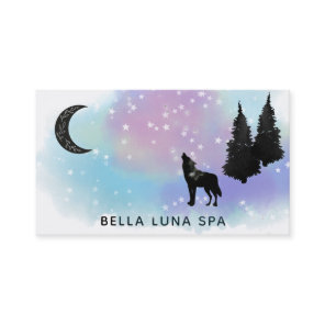 *~* Cosmic Moon Howling Wolf Rainbow Pine Trees Business Card