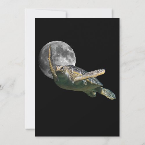 Cosmic Moon Sea Turtle Swimming In Space Premium Save The Date