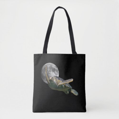 Cosmic Moon Sea Turtle Swimming In Space Premium Tote Bag