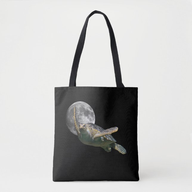 Cosmic Moon Sea Turtle Swimming In Space Premium Tote Bag (Front)