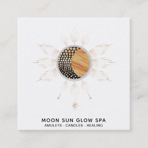  Cosmic MoonBeams Sun Rays Energy Glow Square Business Card