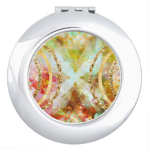 Cosmic Multi Color Gold Womens compact mirror