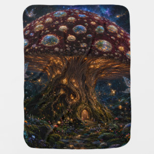 Cosmic Mushroom Kingdom — Bioluminescent Baby Blanket