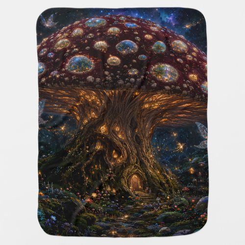 Cosmic Mushroom Kingdom — Bioluminescent Baby Blanket
