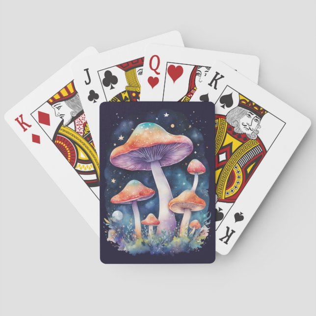 Cosmic Mushrooms Watercolor Art Style Poker Cards (Back)