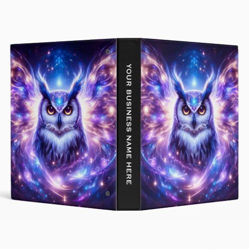 Cosmic Mystical Wisdom Celestial Spiritual Owl  3 Ring Binder
