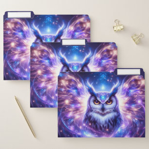 Cosmic Mystical Wisdom Celestial Spiritual Owl File Folder