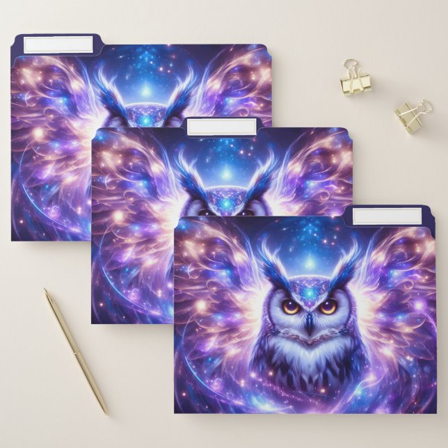 Cosmic Mystical Wisdom Celestial Spiritual Owl  File Folder (Set)