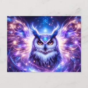 Cosmic Mystical Wisdom Celestial Spiritual Owl Holiday Postcard