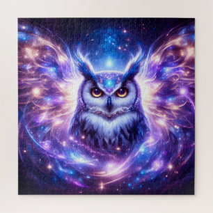 Cosmic Mystical Wisdom Celestial Spiritual Owl Jigsaw Puzzle