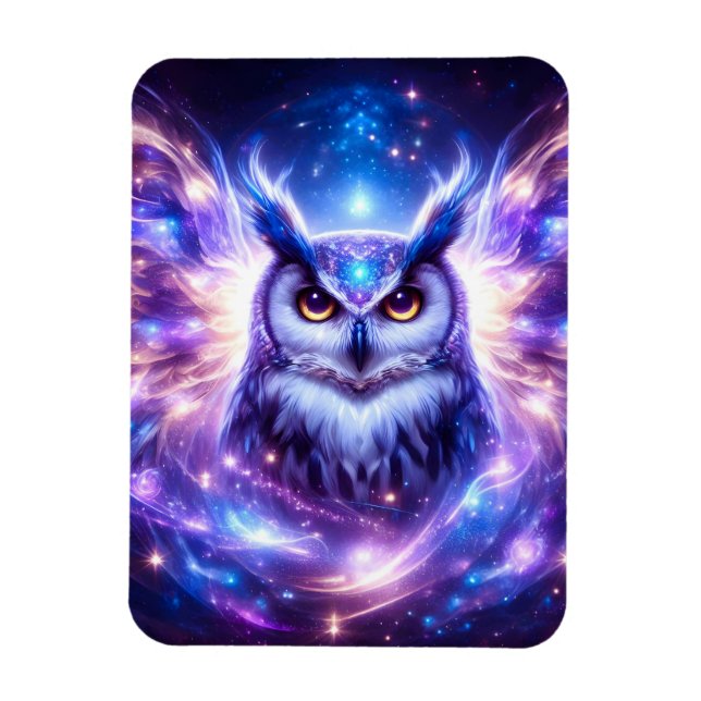 Cosmic Mystical Wisdom Celestial Spiritual Owl  Magnet (Vertical)