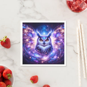 Cosmic Mystical Wisdom Celestial Spiritual Owl  Napkins