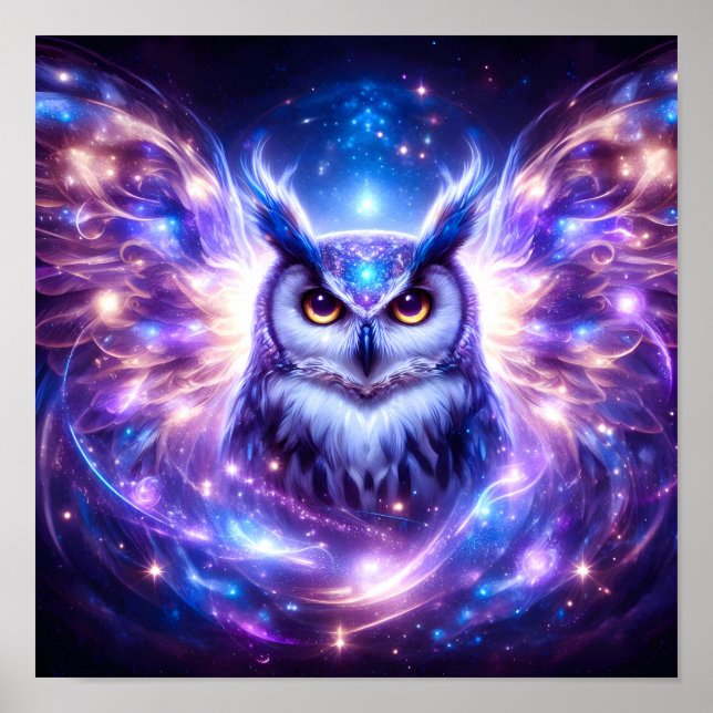 Cosmic Mystical Wisdom Celestial Spiritual Owl  Poster (Front)