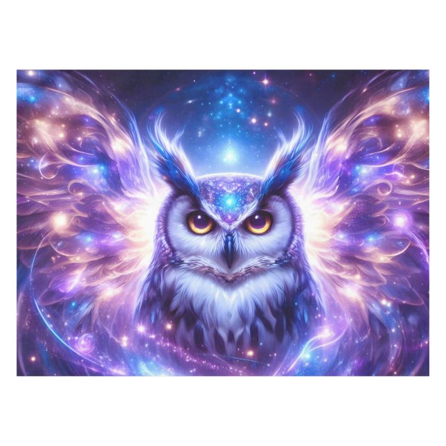 Cosmic Mystical Wisdom Celestial Spiritual Owl  Tablecloth (Front (Horizontal))