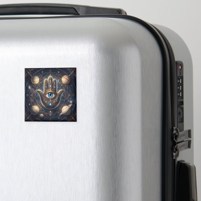 Cosmic Navy Gold Celestial Hamsa Evil Eye Magnet (In Situ (Luggage))