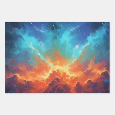 Cosmic Nebula Abstract Galaxy Space Art Wrapping Paper Sheets